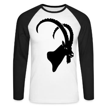 steinbock kopf alpen allgäu bayern tirol alpstyle - Unisex Baseballshirt langarm - Weiß/Schwarz - Vorne - Nik (191cm)