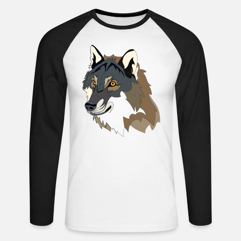Wolf - Unisex Baseballshirt langarm - Weiß/Schwarz
