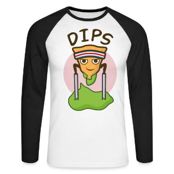 Nacho Doing Dips, Nacho Dip lustiges Wortspiel - Unisex Baseballshirt langarm - Weiß/Schwarz - Vorne - Nik (191cm)