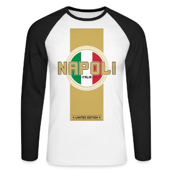NAPOLI - Unisex Baseballshirt langarm - Weiß/Schwarz - Vorne - Nik (191cm)