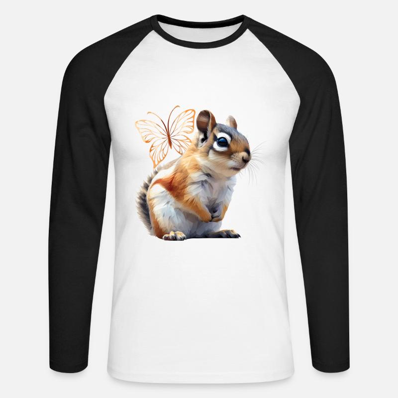 Flying Squirrel - Unisex Long Sleeve Baseball T-Shirt - white/black