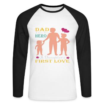 Père et fils - père et fille cadeau père - T-shirt baseball manches longues Homme - blanc/noir - Devant - Nik (191cm)