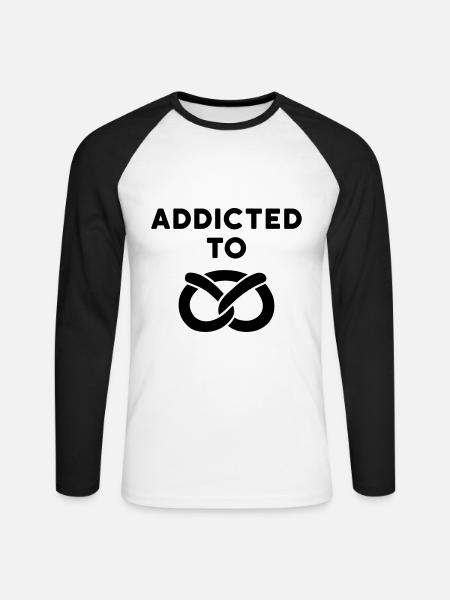 Accro au bretzel (bretzel) - T-shirt baseball manches longues Homme - blanc/noir