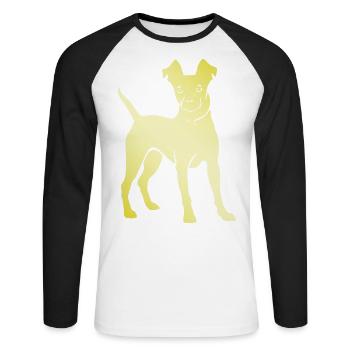 Silhouette de chien Pinscher - T-shirt baseball manches longues Homme - blanc/noir - Devant - Nik (191cm)