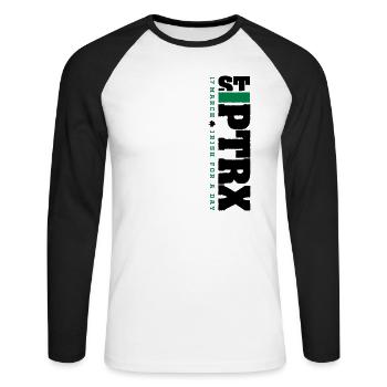 St PTRX - T-shirt baseball manches longues Homme - blanc/noir - Devant - Nik (191cm)