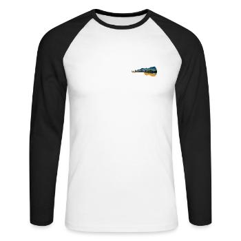 guitar/forest - Unisex Long Sleeve Baseball T-Shirt - white/black - Front - Nik (191cm)