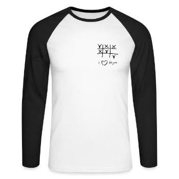 I love Bayern / Ich liebe Bayern - Unisex Baseballshirt langarm - Weiß/Schwarz - Vorne - Nik (191cm)