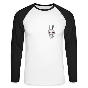 Le lapin est totalement zen - T-shirt baseball manches longues Homme - blanc/noir - Devant - Nik (191cm)