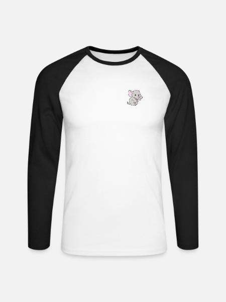 Elefant - Unisex Baseballshirt langarm - Weiß/Schwarz
