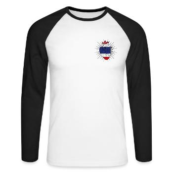 Cœur drapeau de la Thaïlande - T-shirt baseball manches longues Homme - blanc/noir - Devant - Nik (191cm)