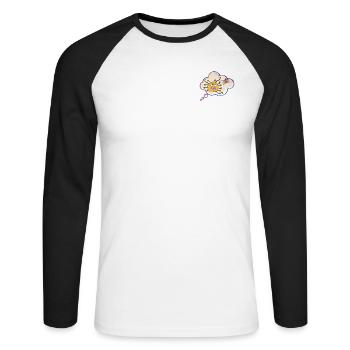 Pensée à des virus colorés - T-shirt baseball manches longues Homme - blanc/noir - Devant - Nik (191cm)