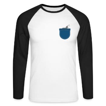 Forest Animal Forest Dweller Gift Chest Pocket Wolf - T-shirt baseball manches longues Homme - blanc/noir - Devant - Nik (191cm)