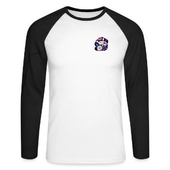 Bouquet de fleurs Fleuristerie Nature Prairie fleurie - T-shirt baseball manches longues Homme - blanc/noir - Devant - Nik (191cm)