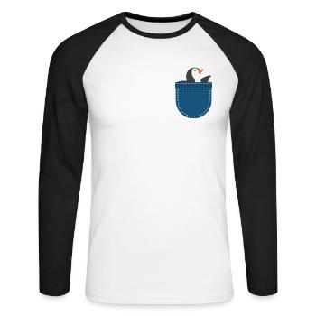 Animal Lovers Zoo Animal Gift Chest Bag Penguin - Unisex Long Sleeve Baseball T-Shirt - white/black - Front - Nik (191cm)