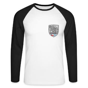 Armoiries du Cerro Torre Patagonia - T-shirt baseball manches longues Homme - blanc/noir - Devant - Nik (191cm)