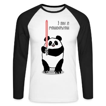 I'm a Pandawan - T-shirt baseball manches longues Homme - blanc/noir - Devant - Nik (191cm)