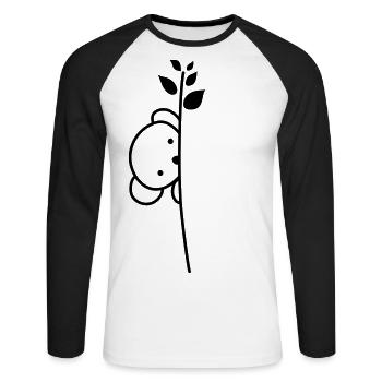 Little bear behind flower - Unisex Long Sleeve Baseball T-Shirt - white/black - Front - Nik (191cm)