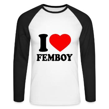 I love femboy - Unisex Long Sleeve Baseball T-Shirt - white/black - Front - Nik (191cm)