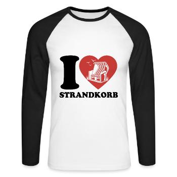 I Love Chaise de plage - Coeur - Hobby - T-shirt baseball manches longues Homme - blanc/noir - Devant - Nik (191cm)