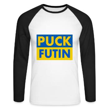 Puck futin - Unisex Baseballshirt langarm - Weiß/Schwarz - Vorne - Nik (191cm)