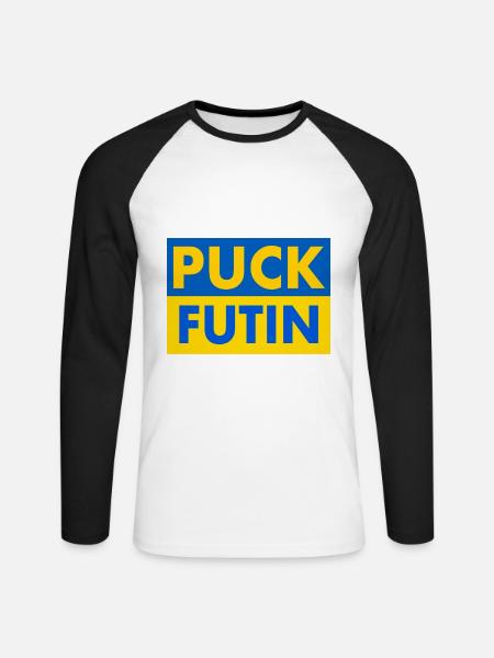 Puck futin - Unisex Long Sleeve Baseball T-Shirt - white/black