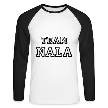 TEAM NALA Nom du chien TeamTricot - T-shirt baseball manches longues Homme - blanc/noir - Devant - Nik (191cm)