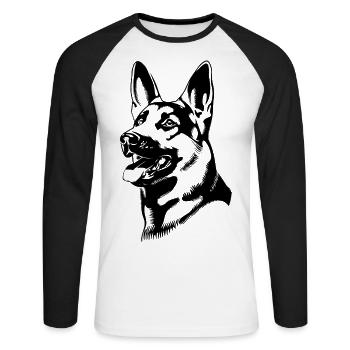 Berger allemand - T-shirt baseball manches longues Homme - blanc/noir - Devant - Nik (191cm)