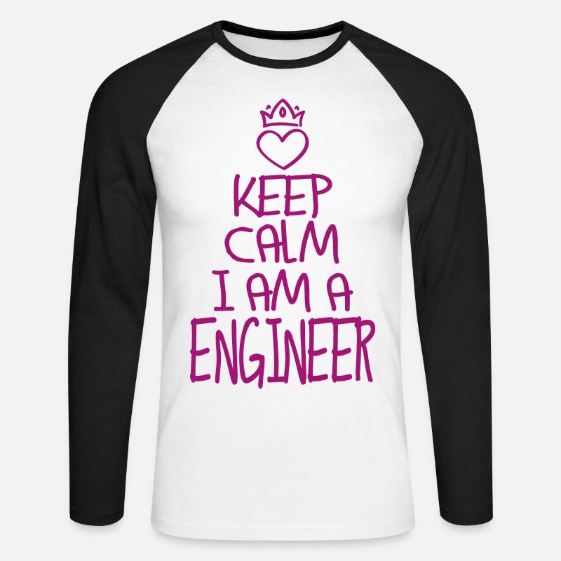 Keep Calm Engineer cool gift - Unisex Long Sleeve Baseball T-Shirt - white/black