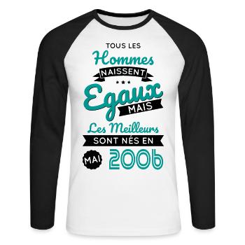 18 Year Old Birthday - Best Born May 2006 - Unisex Long Sleeve Baseball T-Shirt - white/black - Front - Nik (191cm)
