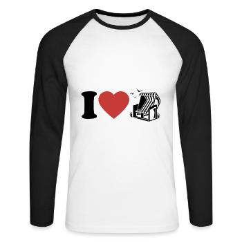 I Love Chaise de plage - Coeur - Hobby - T-shirt baseball manches longues Homme - blanc/noir - Devant - Nik (191cm)