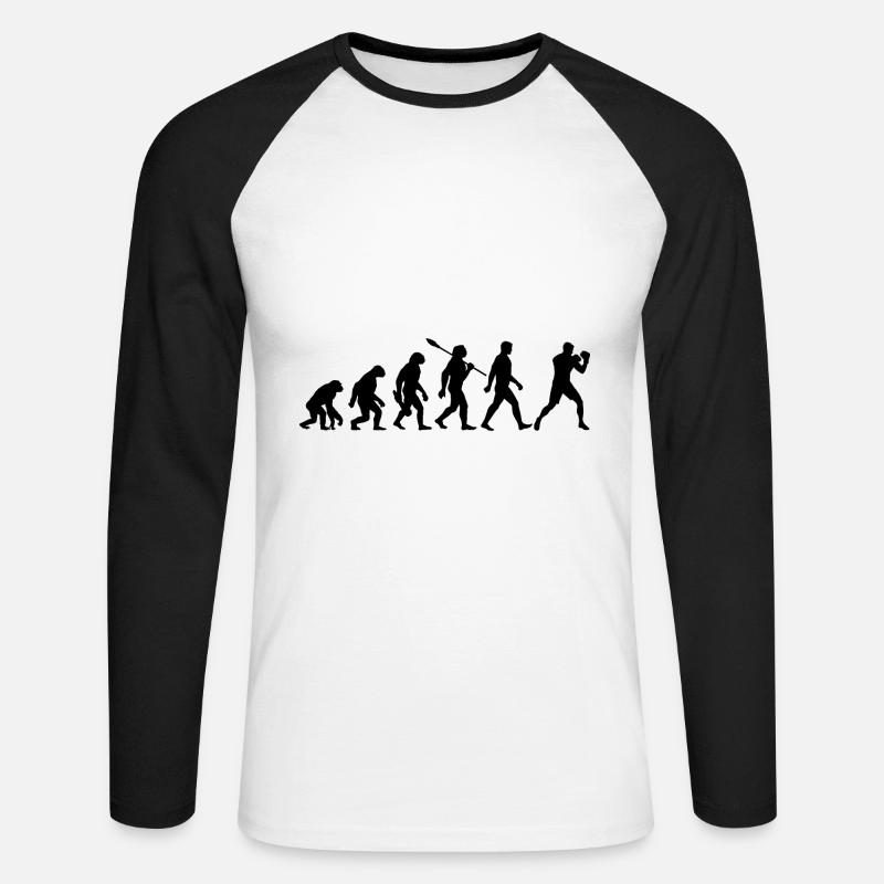Evolution - Boxen, Kampfsport, Boxtraining - Unisex Baseballshirt langarm - Weiß/Schwarz