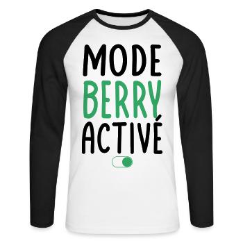 Mode Berry Activé - Idée Cadeau - T-shirt baseball manches longues Homme - blanc/noir - Devant - Nik (191cm)