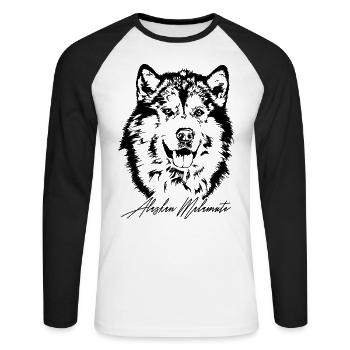 ALASKAN MALAMUTE Portrait Le cadeau des chiens de Wilsign - T-shirt baseball manches longues Homme - blanc/noir - Devant - Nik (191cm)