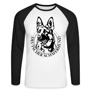 German Shepherd Dogs Portrait Dog Wilsigns - Unisex Long Sleeve Baseball T-Shirt - white/black - Front - Nik (191cm)