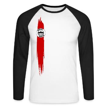 Streifen von Berlin Rot - Unisex Baseballshirt langarm - Weiß/Schwarz - Vorne - Nik (191cm)
