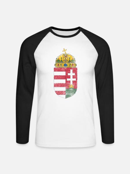 Ungarisches Wappen Ungarn Symbol - Unisex Baseballshirt langarm - Weiß/Schwarz