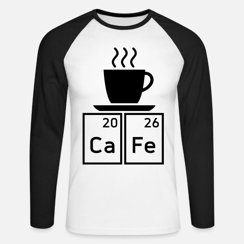 Cafe (Calcium, Eisen)(Kaffeetasse) - Unisex Baseballshirt langarm - Weiß/Schwarz