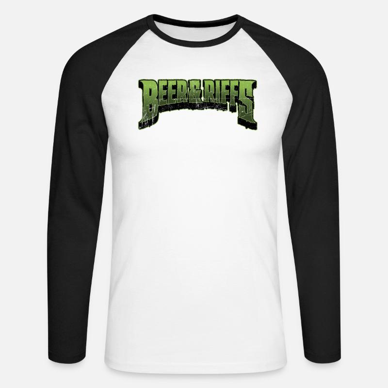 BEER & RIFFS - Unisex Baseballshirt langarm - Weiß/Schwarz