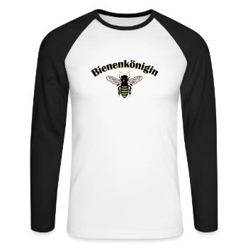 Bienenkönigin - Unisex Baseballshirt langarm - Weiß/Schwarz - Vorne - Nik (191cm)