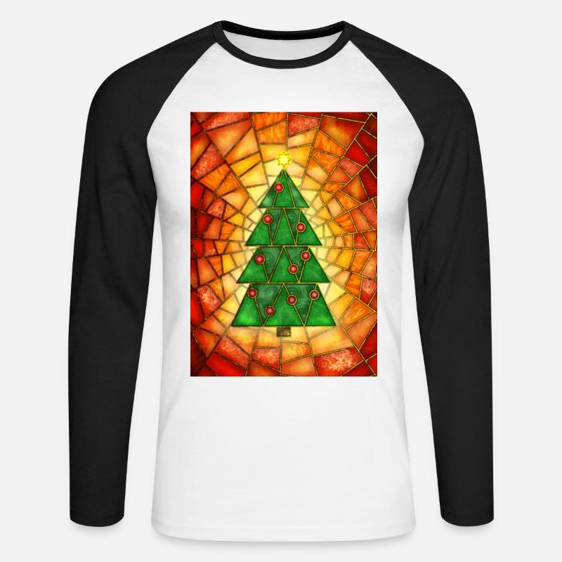 Weihnachtsbaum im Tiffany Stil - Unisex Baseballshirt langarm - Weiß/Schwarz