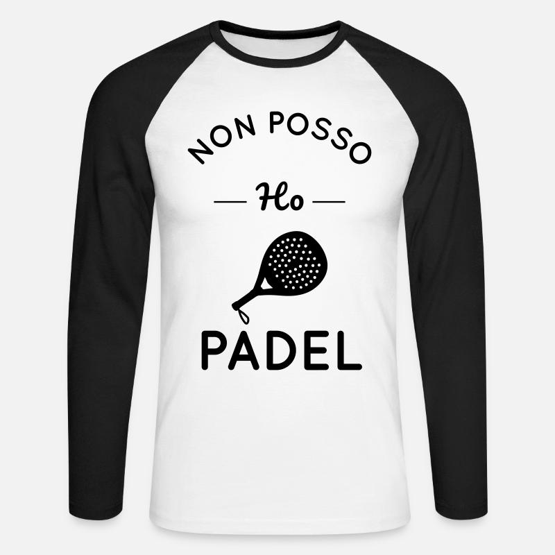 Non Posso Ho Padel - Maglia da baseball a manica lunga da uomo - bianco/nero