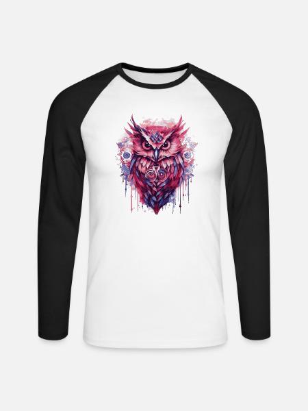 Eulenkunst - Unisex Baseballshirt langarm - Weiß/Schwarz