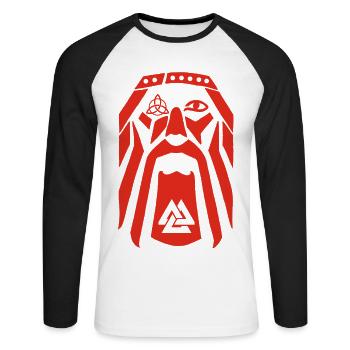 Wikingerkrieger (rot) - Unisex Baseballshirt langarm - Weiß/Schwarz - Vorne - Nik (191cm)