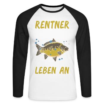 Rentner 2026 Fisch Ruhestand - Unisex Baseballshirt langarm - Weiß/Schwarz - Vorne - Nik (191cm)