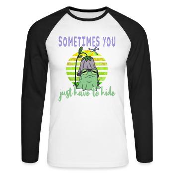 Depressionen Depression Frosch - Unisex Baseballshirt langarm - Weiß/Schwarz - Vorne - Nik (191cm)