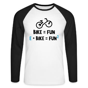 Le vélo électrique est amusant - T-shirt baseball manches longues Homme - blanc/noir - Devant - Nik (191cm)