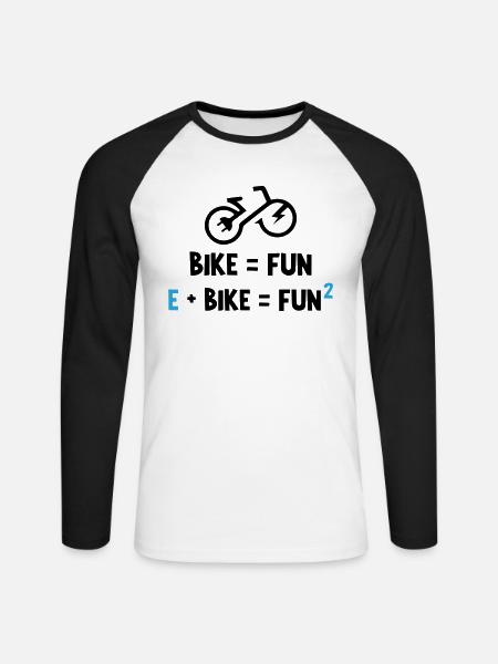 E Bike Is Fun - Unisex Long Sleeve Baseball T-Shirt - white/black