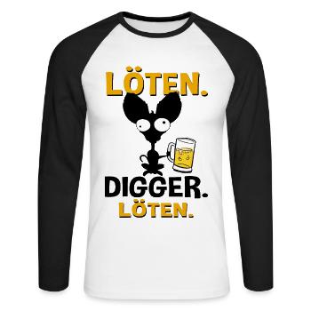 Löten Digga Löten Bier Hund - Unisex Baseballshirt langarm - Weiß/Schwarz - Vorne - Nik (191cm)