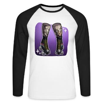 Rollschuhläufer - Unisex Baseballshirt langarm - Weiß/Schwarz - Vorne - Nik (191cm)