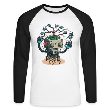 Machine Learning - Unisex Long Sleeve Baseball T-Shirt - white/black - Front - Nik (191cm)